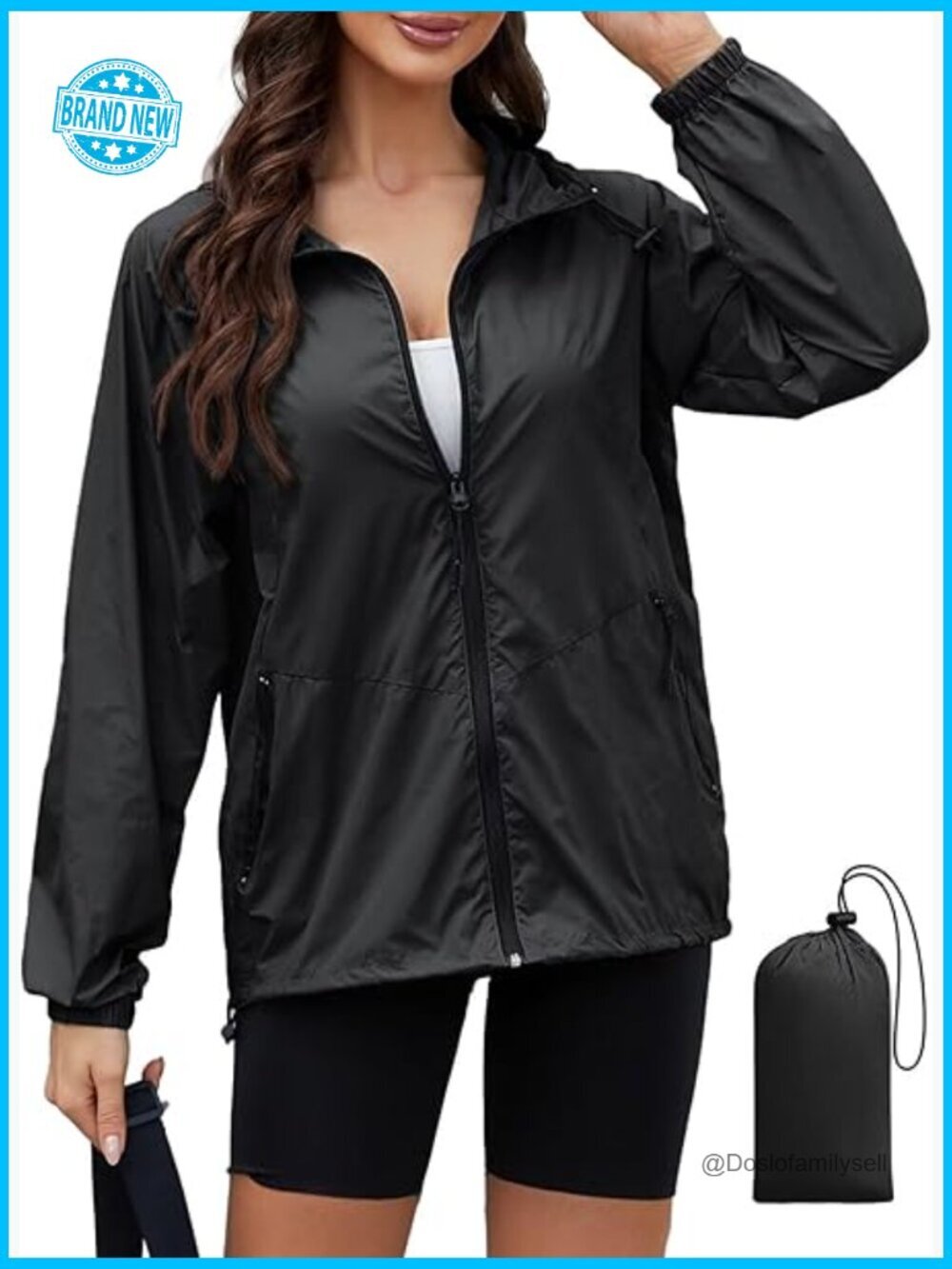 Lightweight Rain Jacket Packable Waterproof Hooded Windbreaker Travel Coat S-XXL